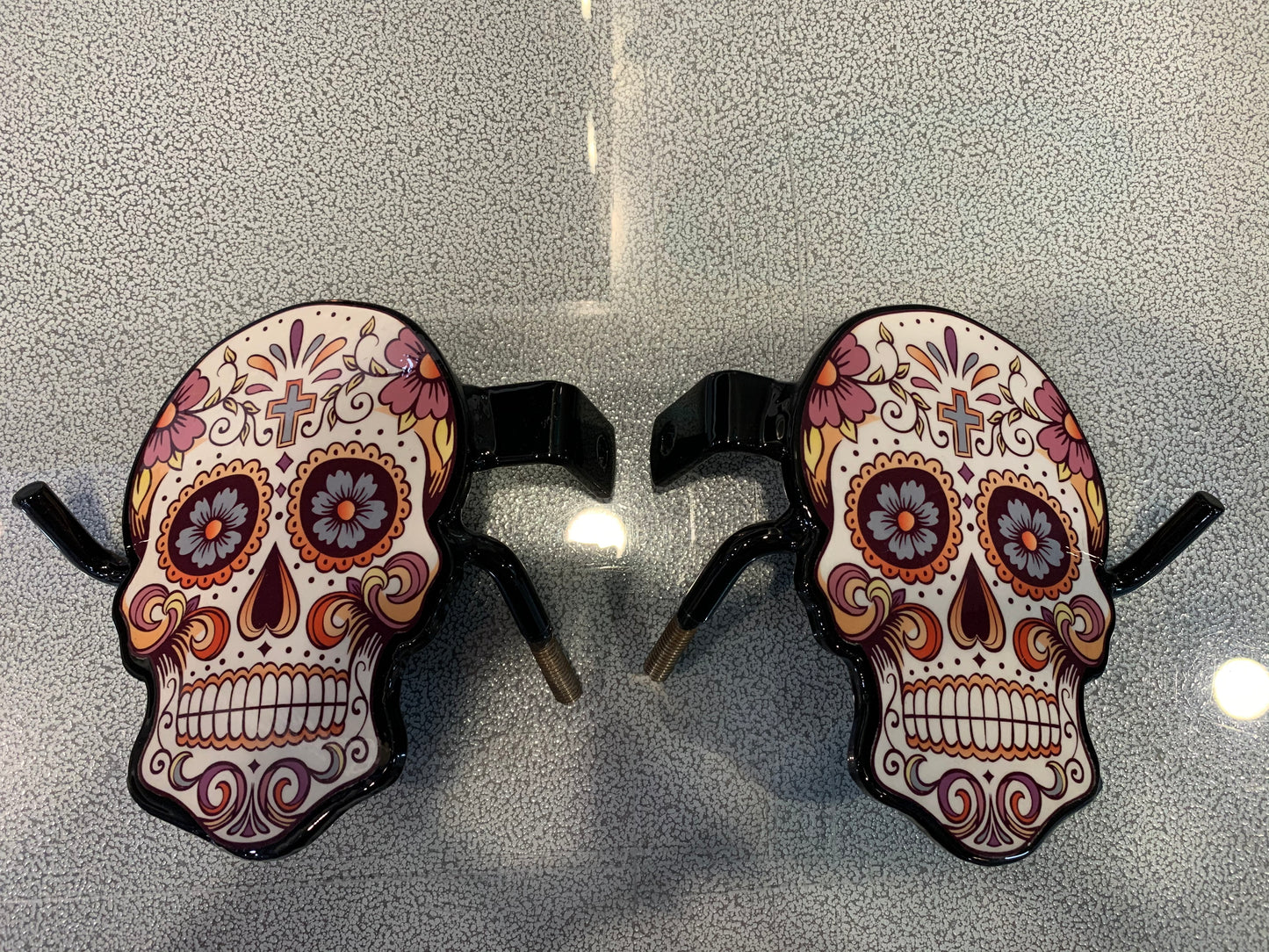 Pair of Sugar Skull Foot Pegs your color choice