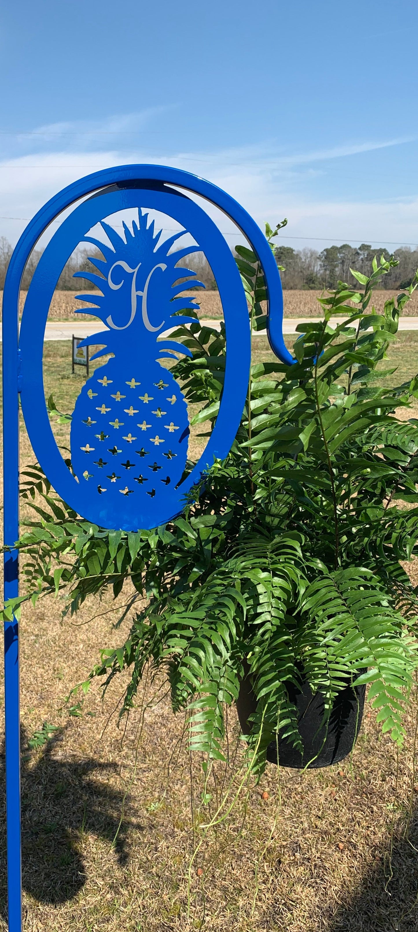 Double Pineapple Shepherd Hook- Your color choice-four display options