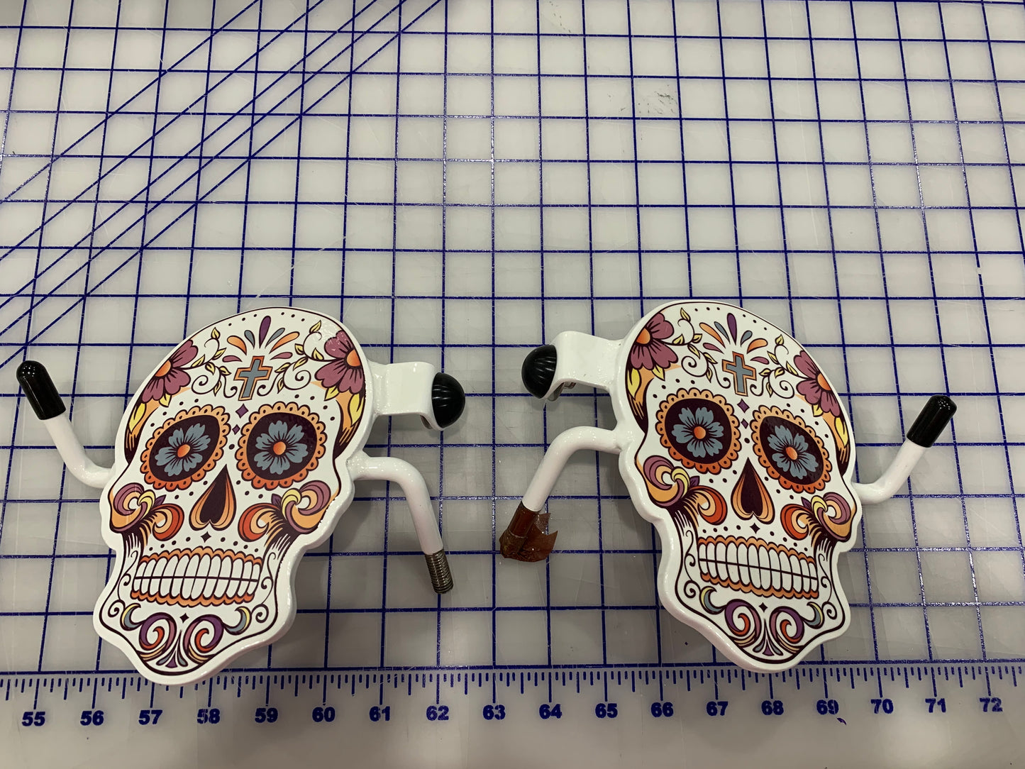 Pair of Sugar Skull Foot Pegs your color choice