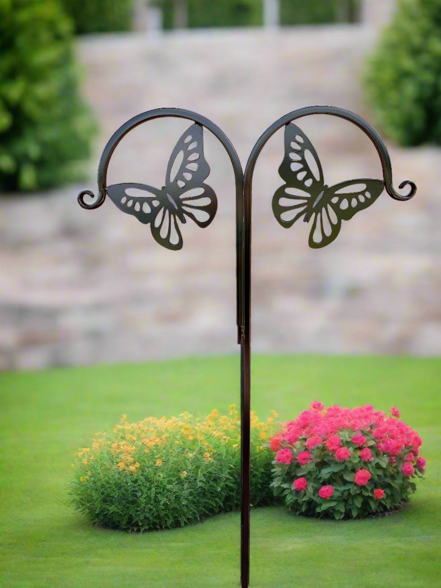 Double Butterfly Shepherd Hook- Your color choice-Four Display optons