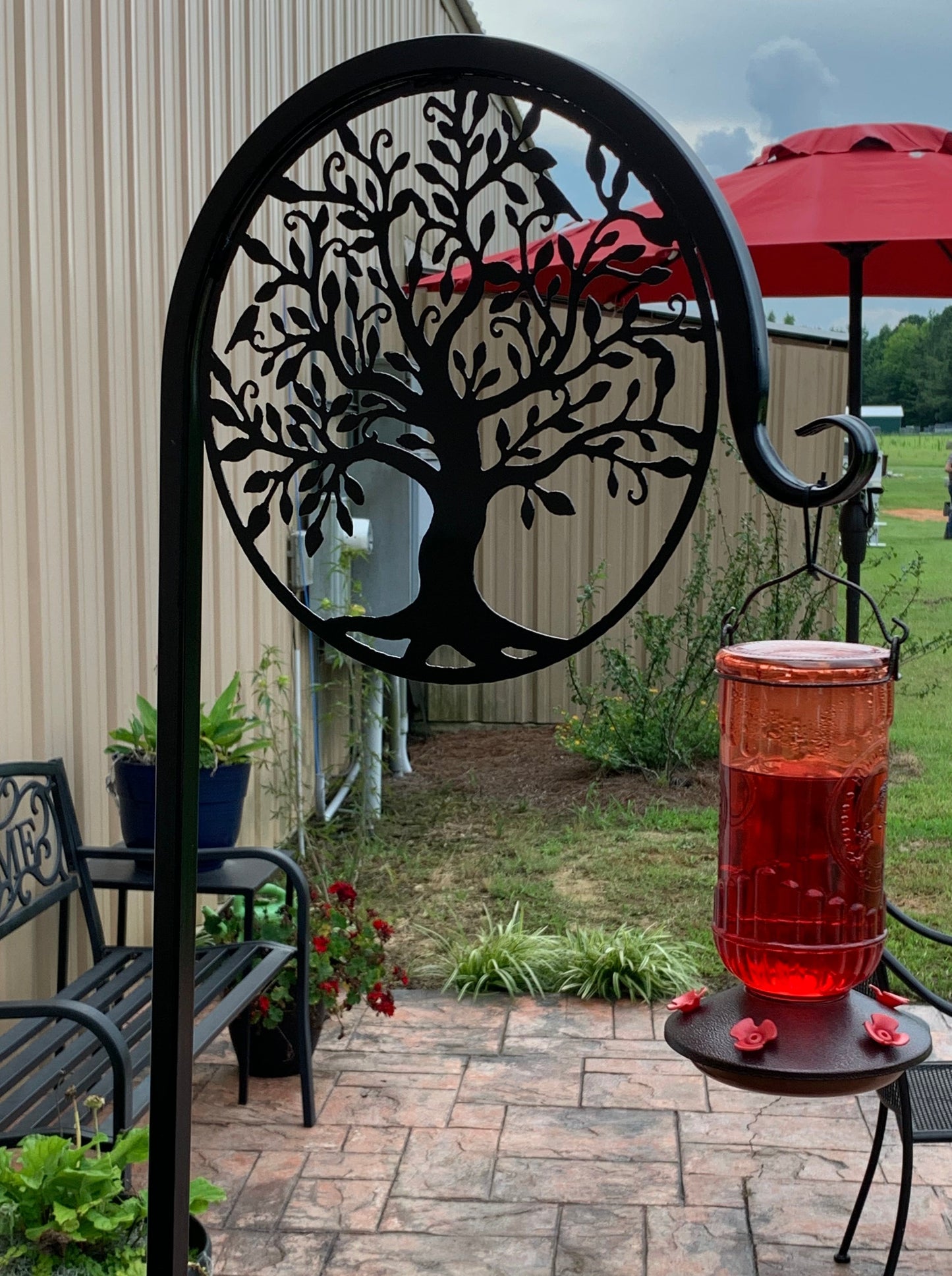 Tree of life Shepherd Hook 60 inches tall Your color choice Four display options- Choose with Redbird or Without Redbird