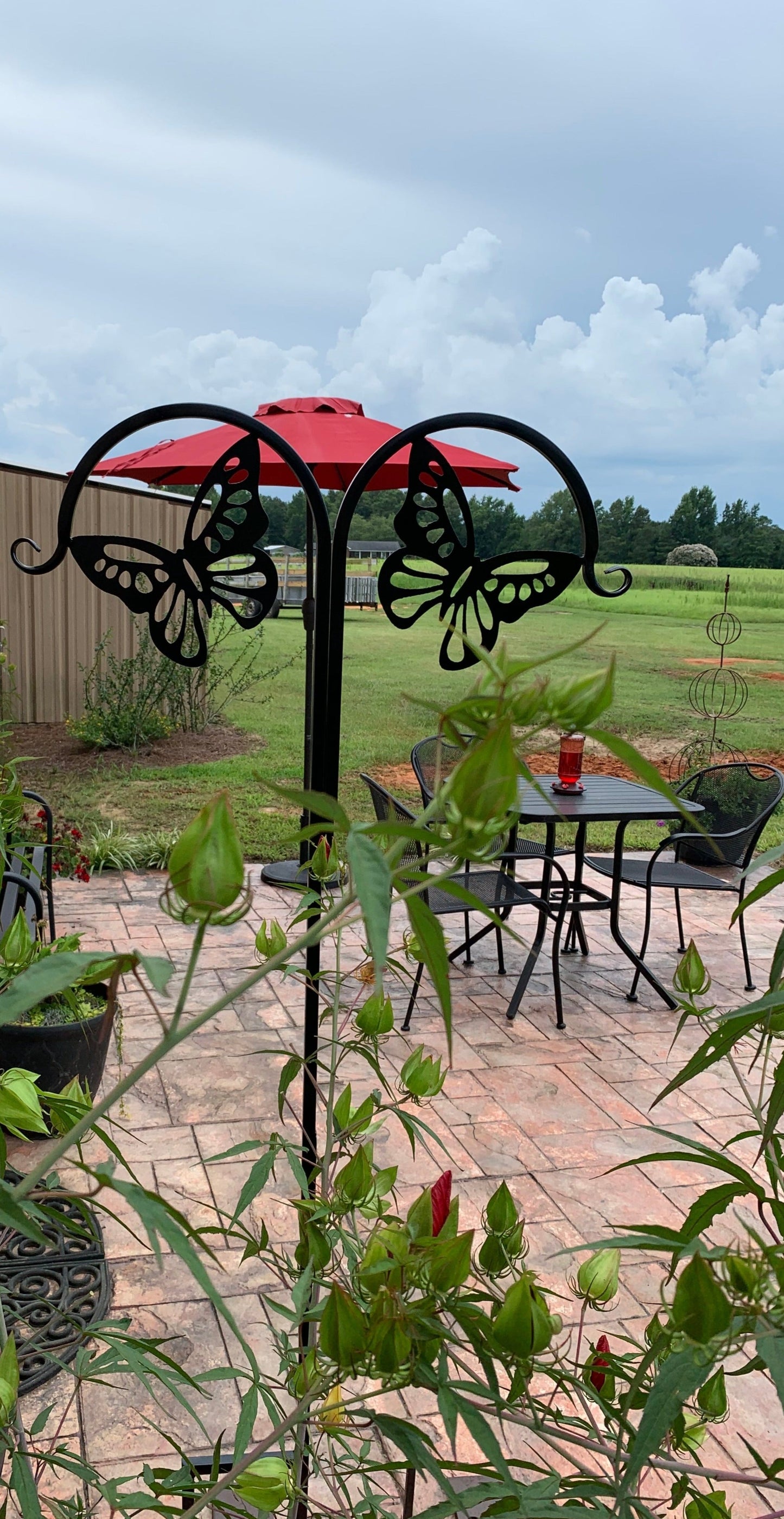 Double Butterfly Shepherd Hook- Your color choice-Four Display optons