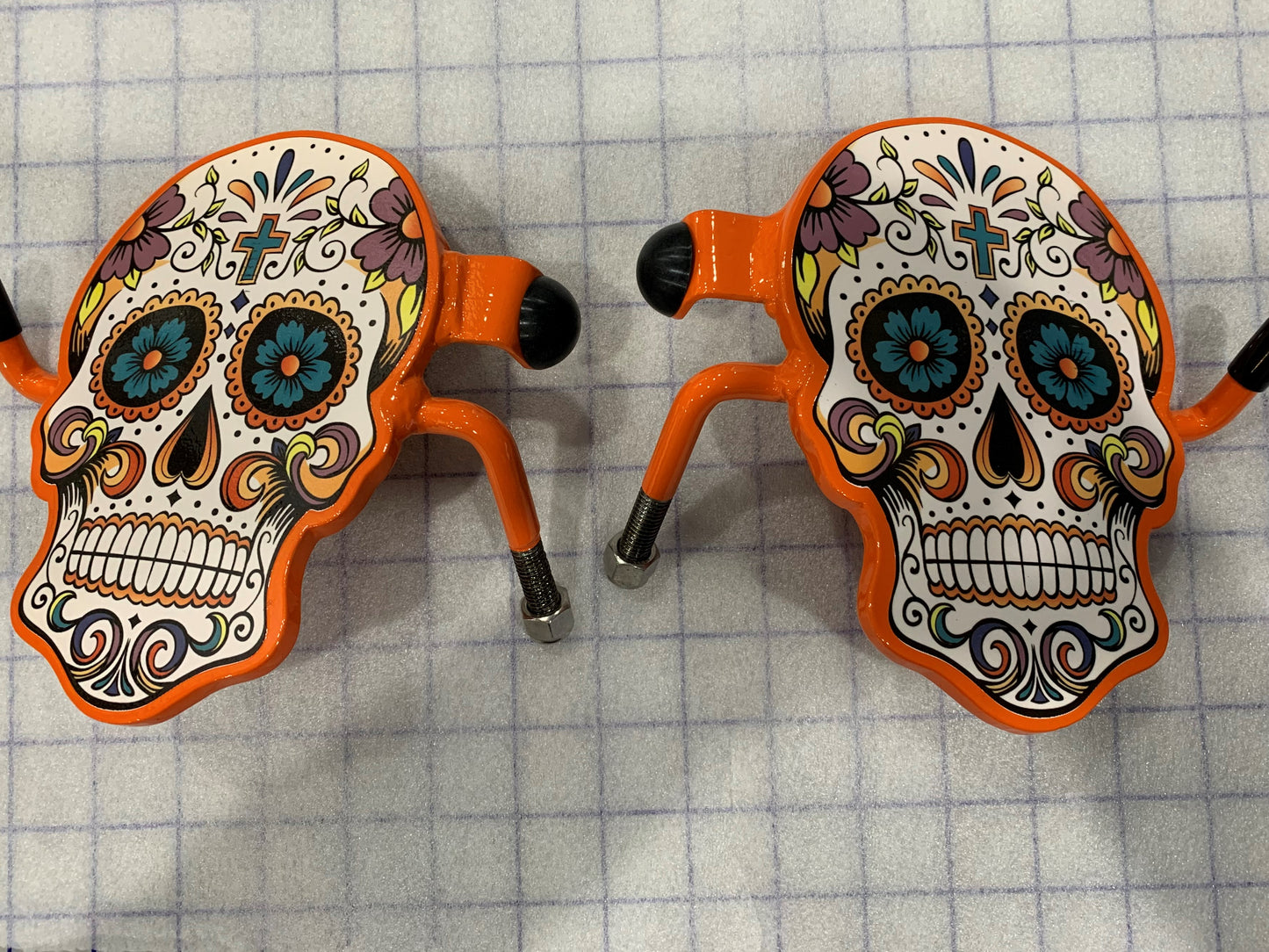 Pair of Sugar Skull Foot Pegs your color choice