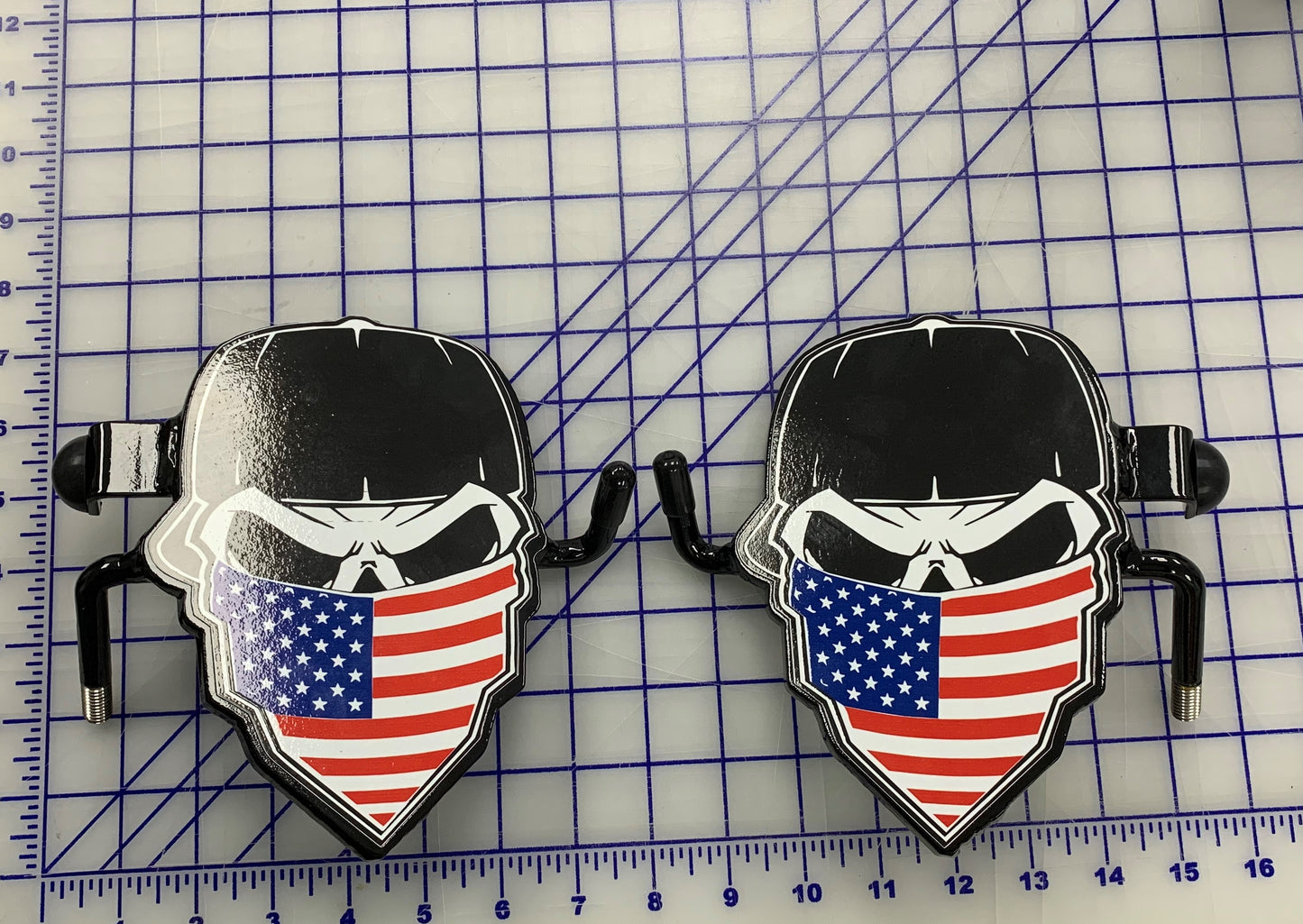 Pair of Skull with Bandana (YOUR color/design choice) Foot Pegs