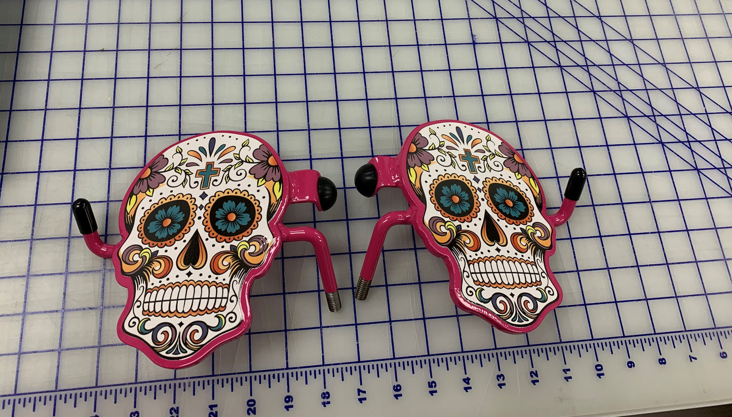 Pair of Sugar Skull Foot Pegs your color choice