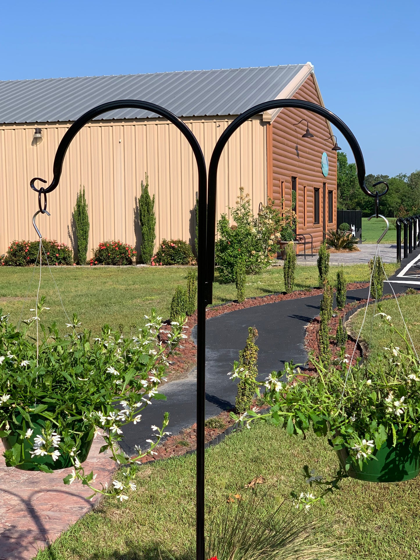 Double Shepherd Hook Metal Very Sturdy- Your color choice-Four display options- 60" tall