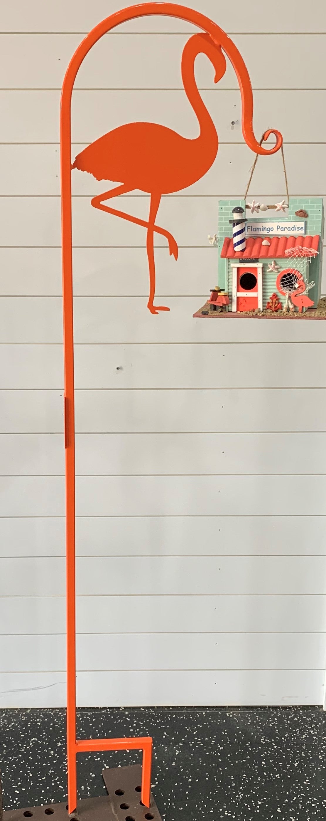 Flamingo Shepherd Hook 60" tall- Powder Coated Your Color Choice-Four display options to Choose from