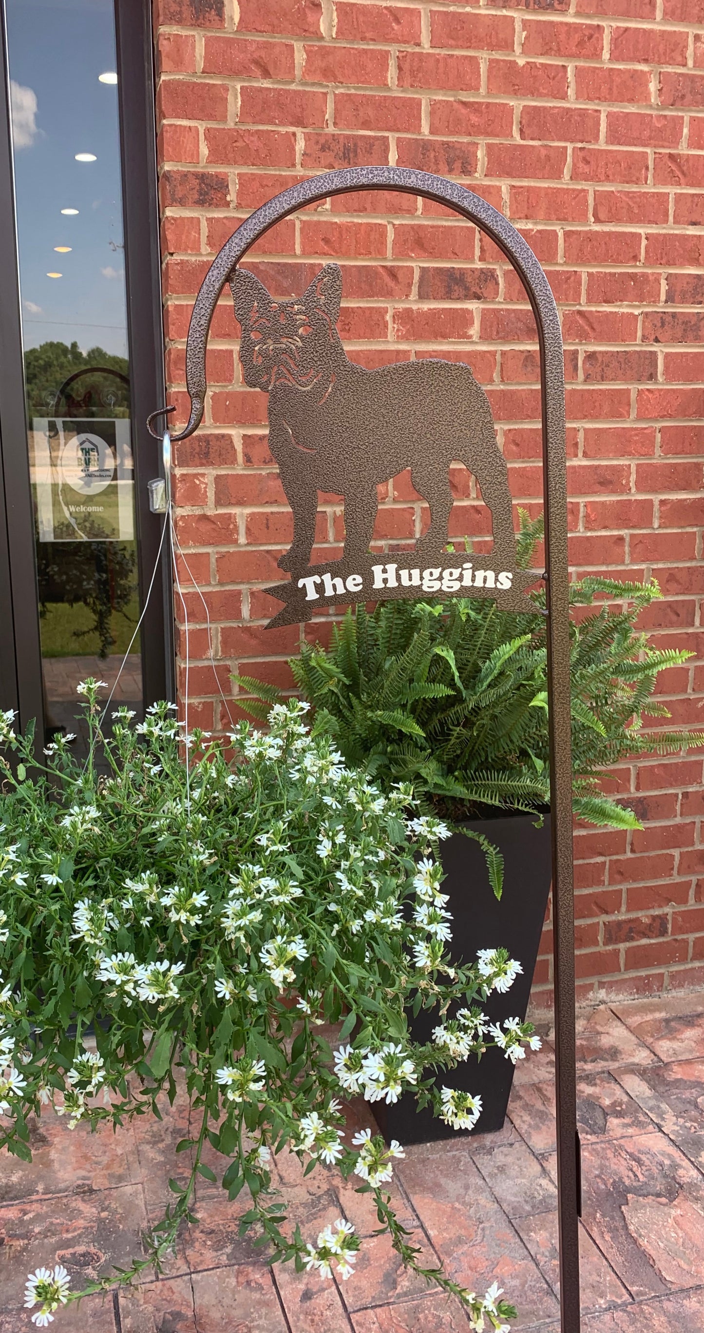 French Bull Dog Shepherd Hook- With your Custom Message-Your Color Choice-Four Display Options