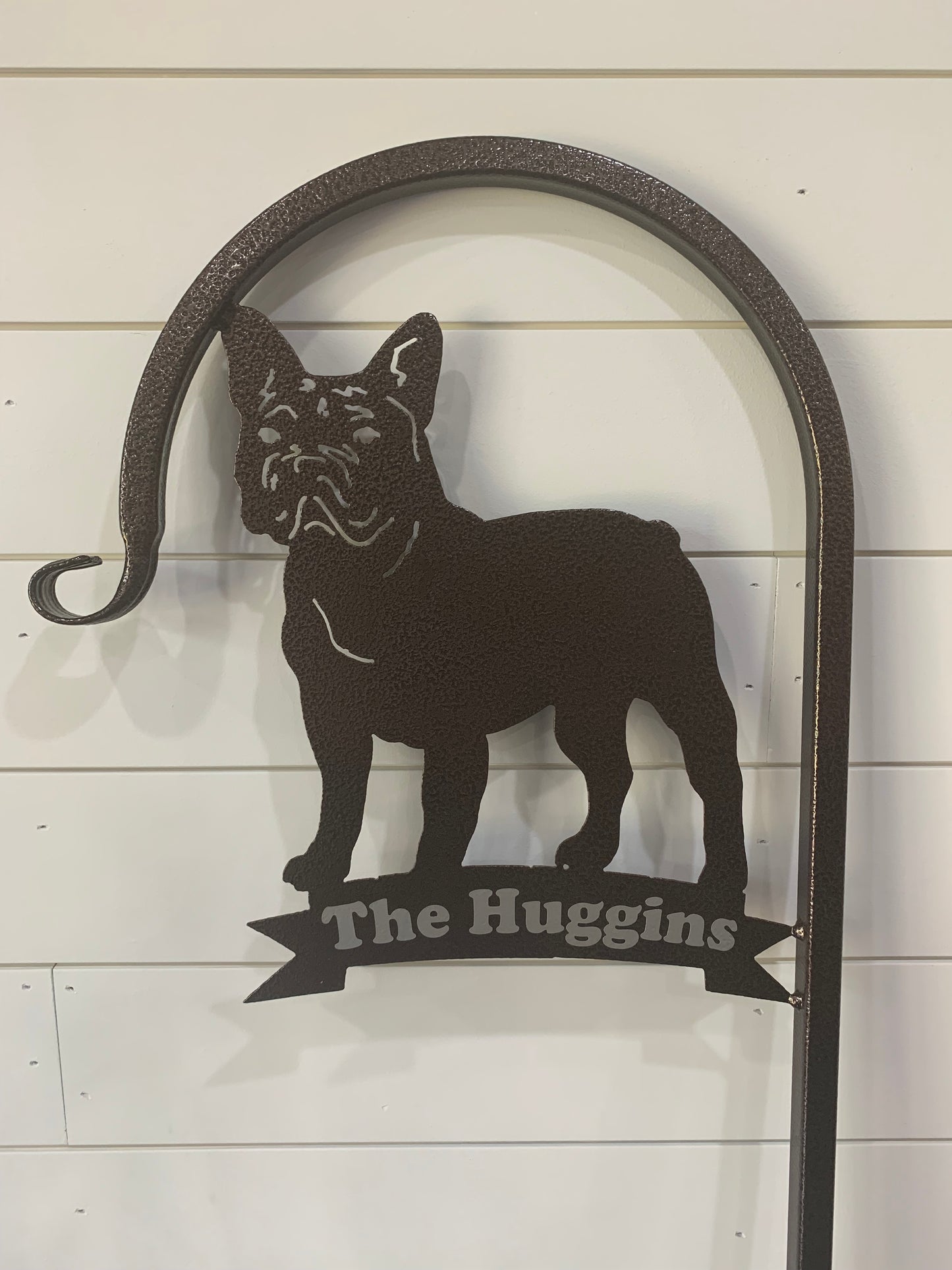 French Bull Dog Shepherd Hook- With your Custom Message-Your Color Choice-Four Display Options