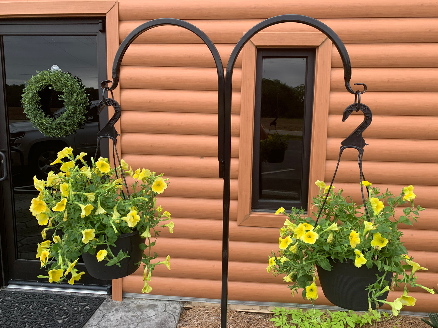 Double Shepherd Hook Metal Very Sturdy- Your color choice-Four display options- 60" tall