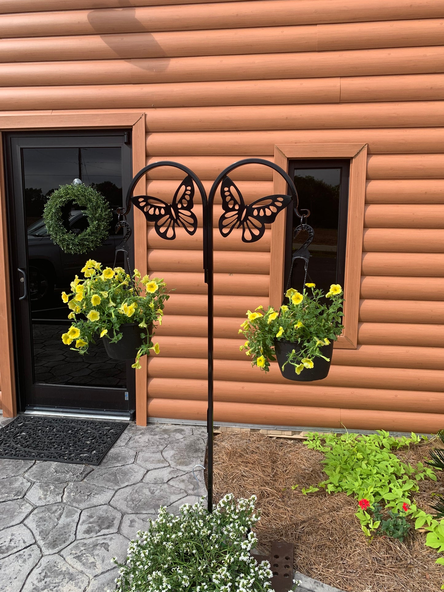 Double Butterfly Shepherd Hook- Your color choice-Four Display optons