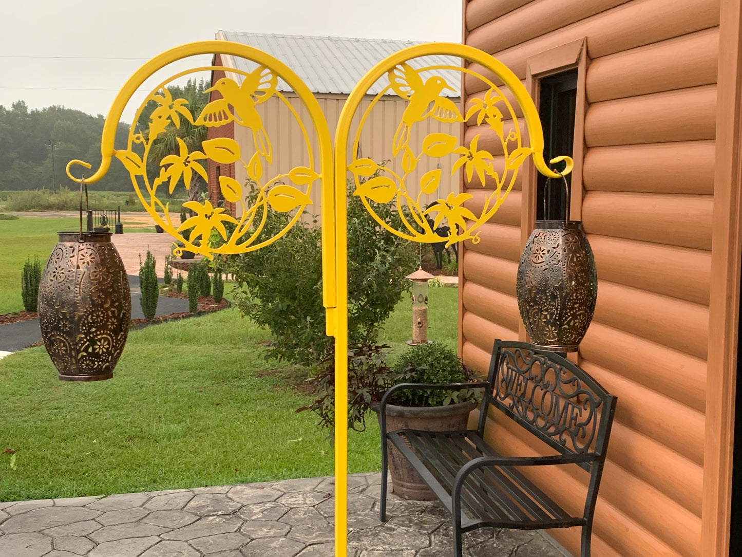 Double Hummingbird Shepherd Hook- Your color choice-four display options