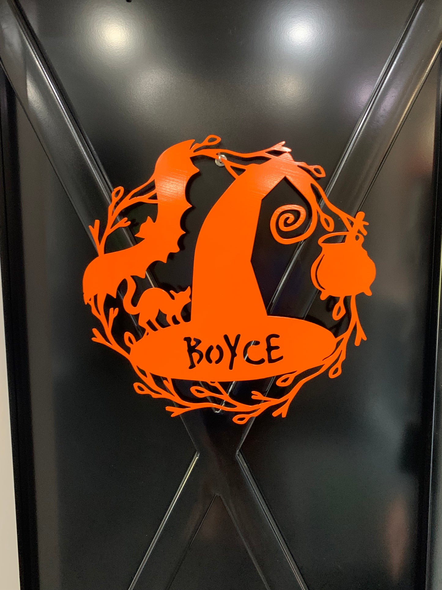 Custom Halloween Door Hanger-Metal Halloween Sign- 24"- Your color choice- Your name/Text choice