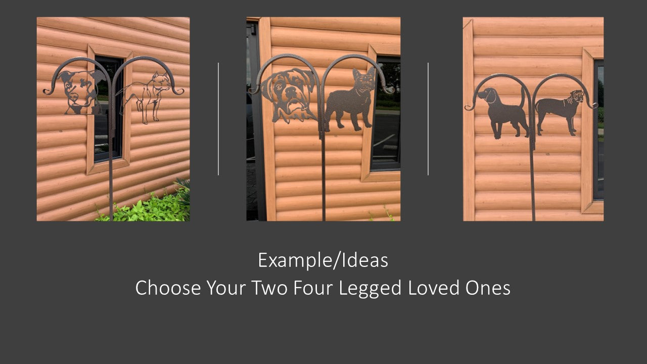 Double Custom Pet Display Shepherd Hook-Choose two Breeds or Same on each side- Your Color Choice-Four Display Options