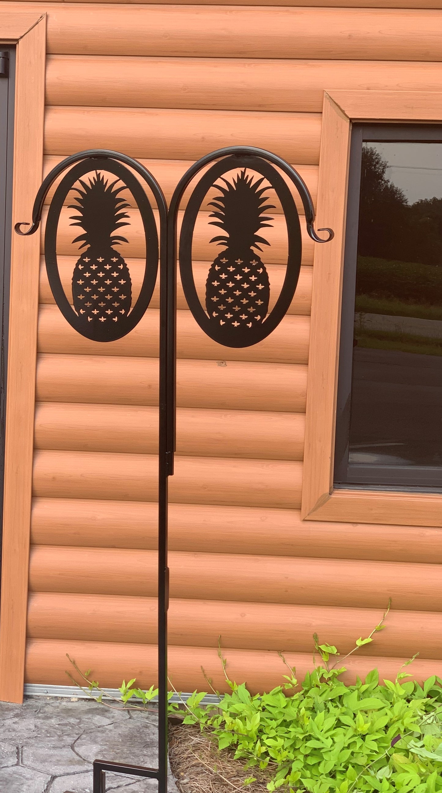 Double Pineapple Shepherd Hook- Your color choice-four display options