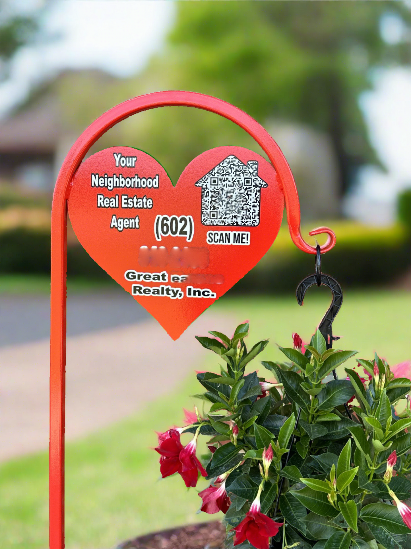 Heart Shepherd Hook- Business/Advertisement Sign Display-with or without custom message (Copy)