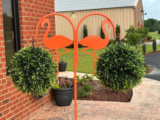Double Flamingo Shepherd Hook 60" tall- Powder Coated Your Color Choice-Four display options to Choose from