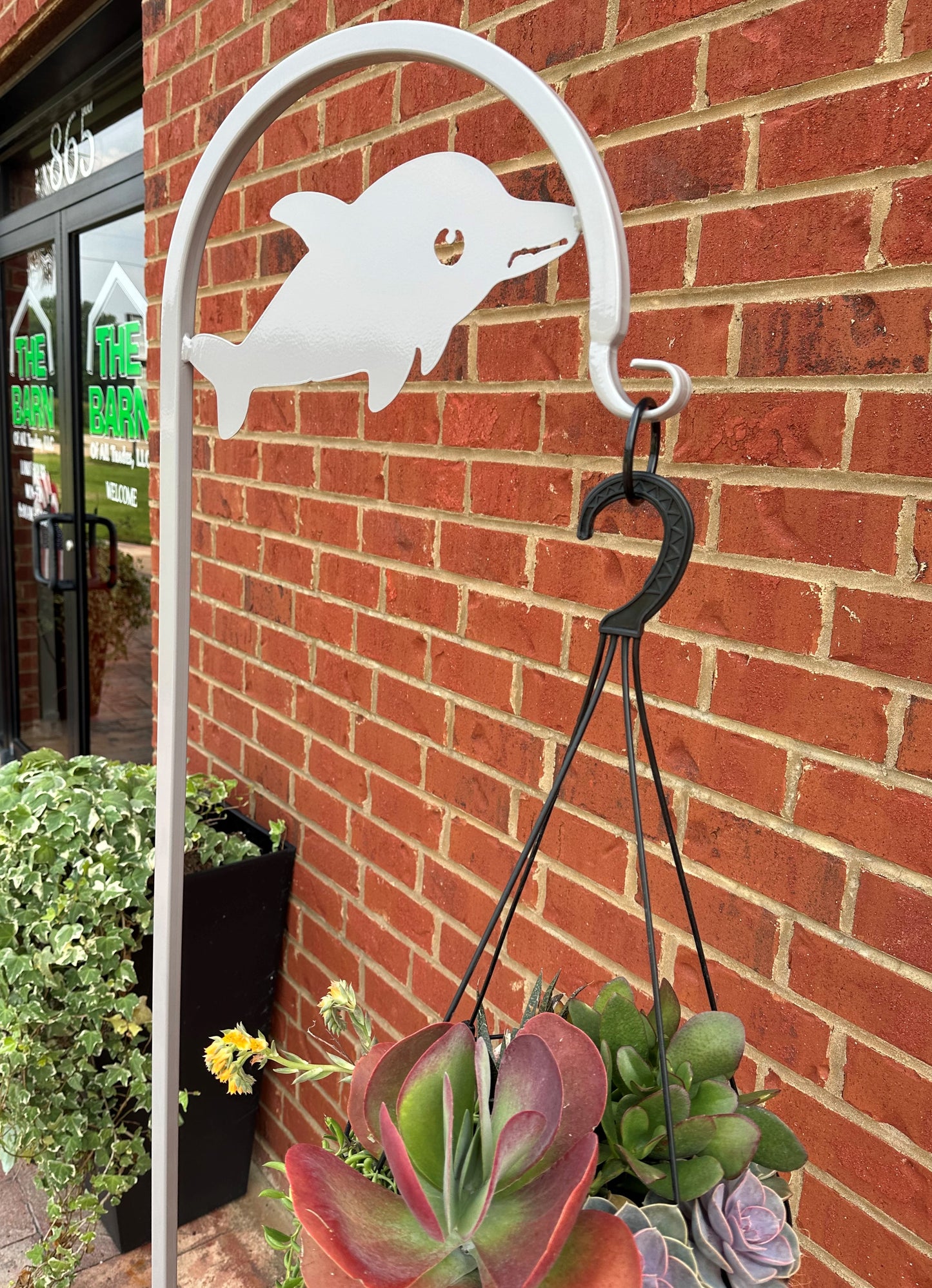 Dolphin Shepherd Hook 60" tall- Powder Coated Your Color Choice-Four display options to Choose from