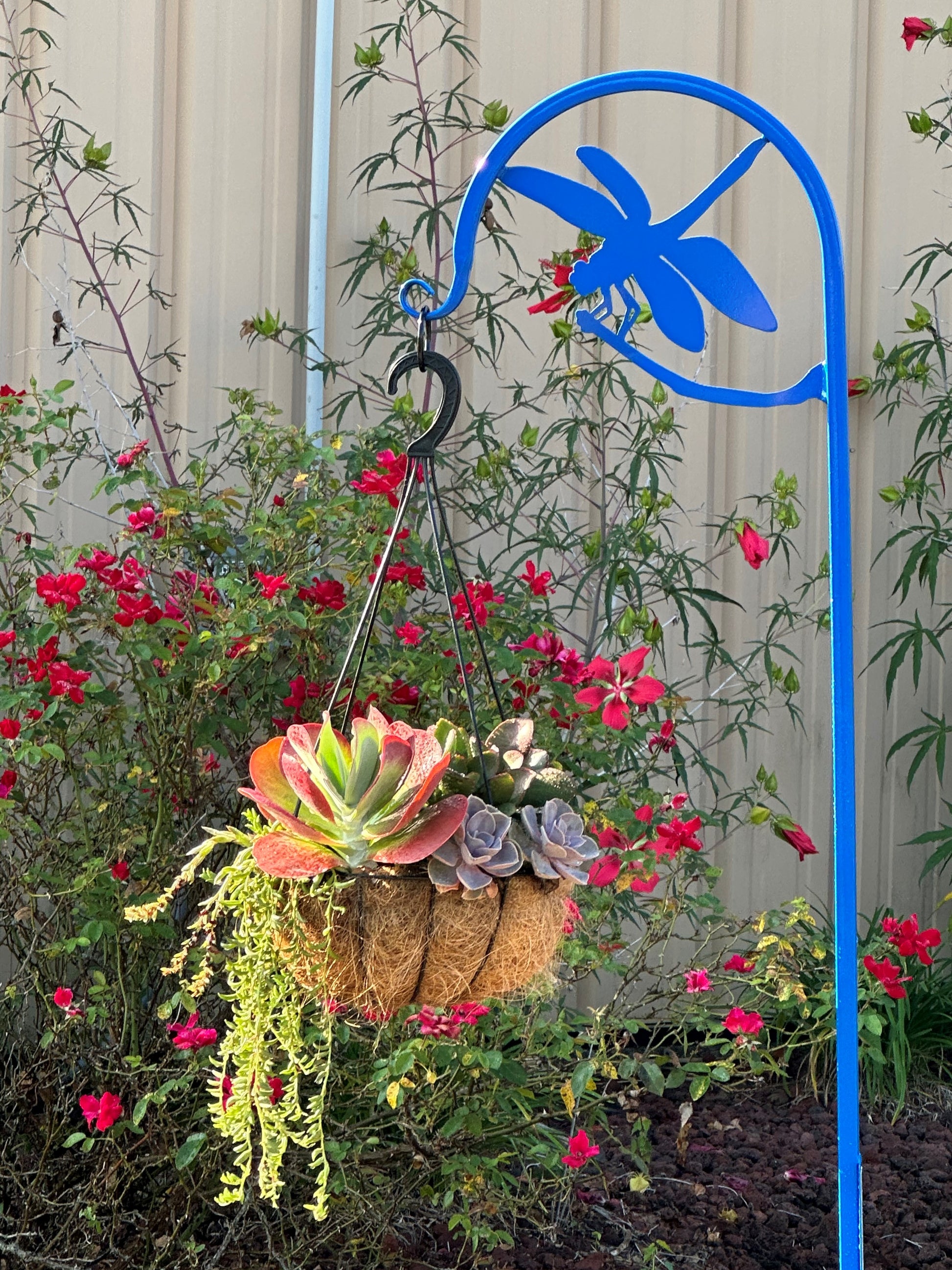 hanging plant shepherd hooks Dragon Fly Shepherd Hook- Your color choice-Four display options – Barn of All Trades