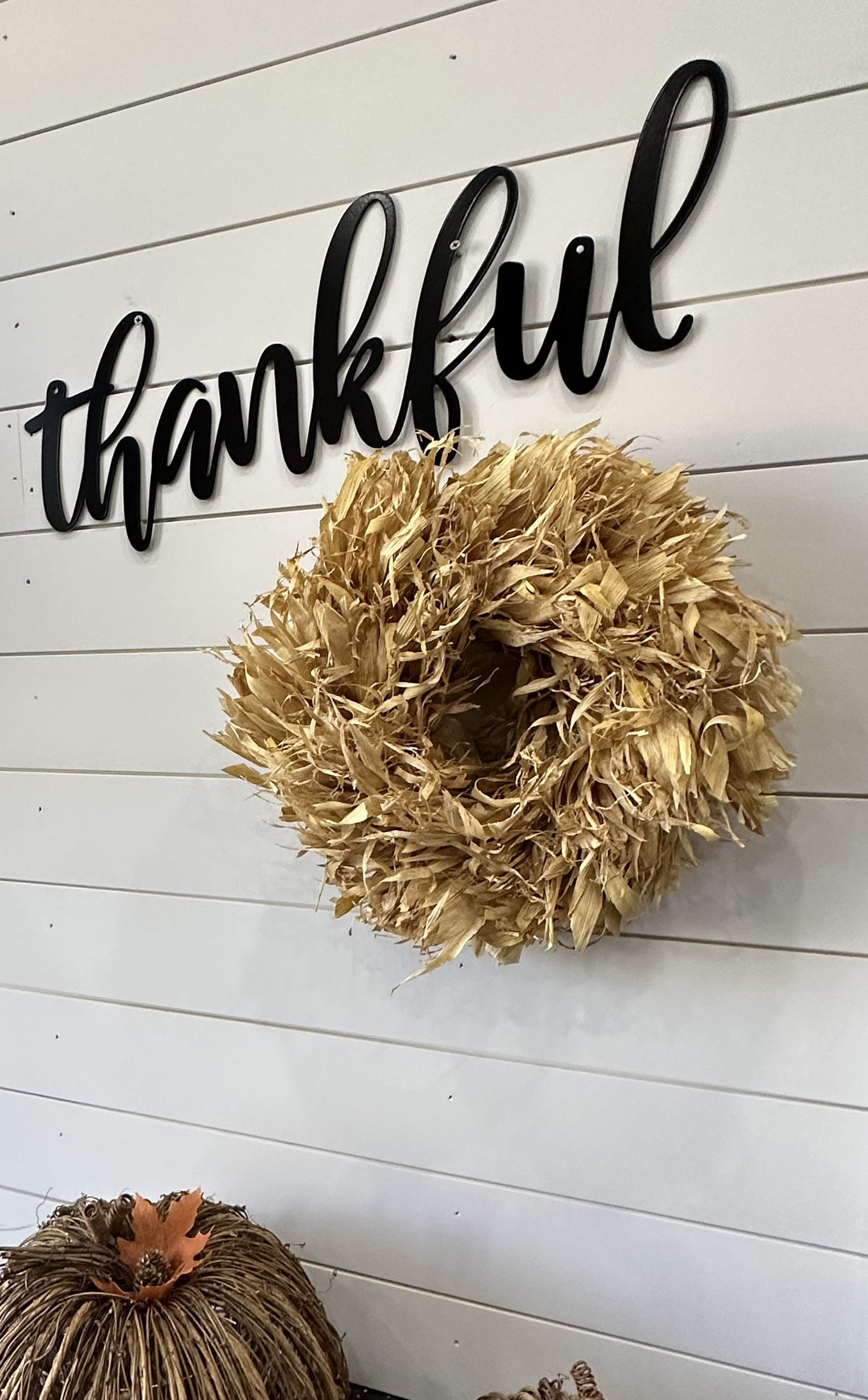 Thankful Metal Wall Hang 2' wide 8" tall Your Color Choice