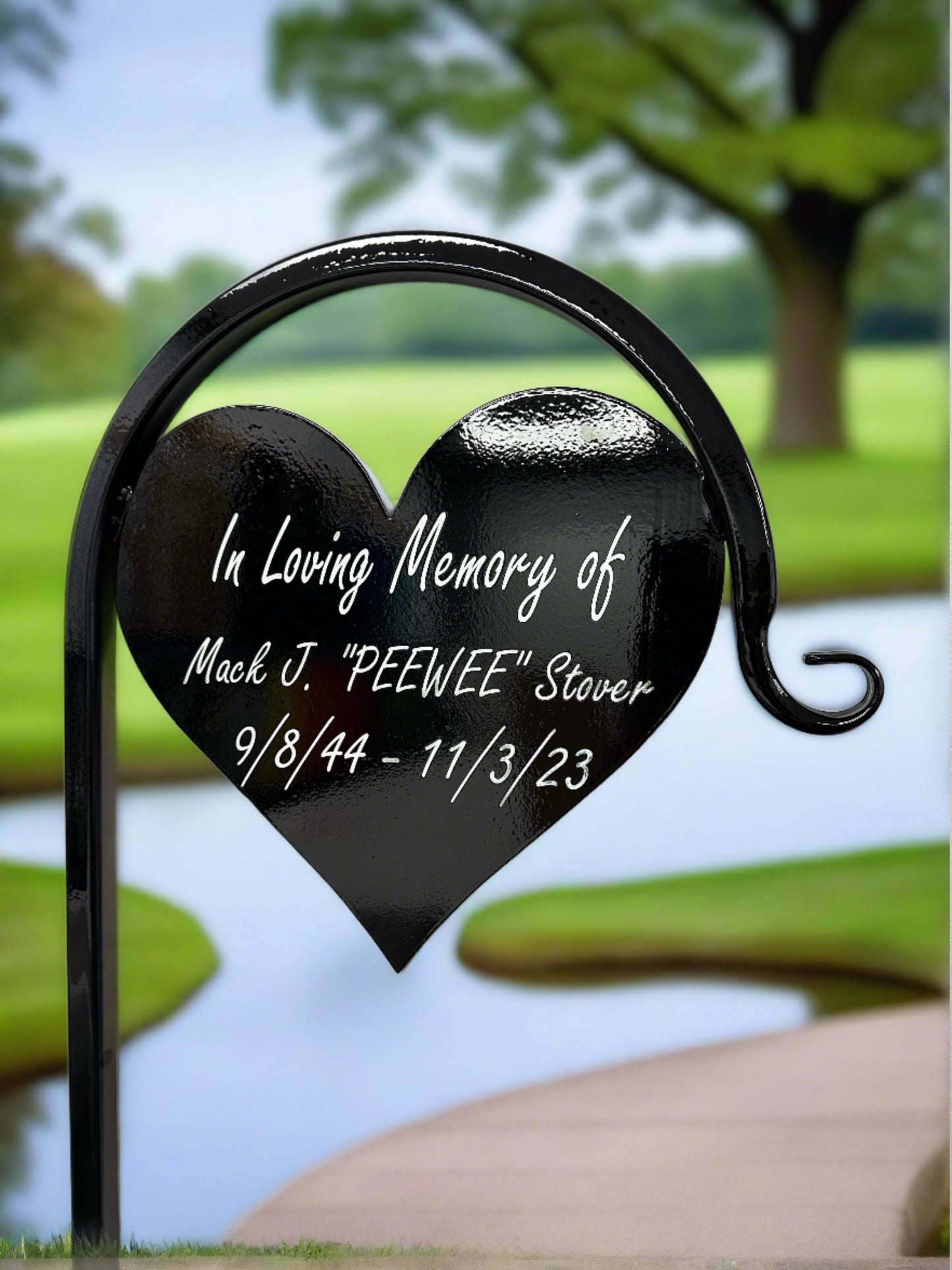 Heart Shepherd Hook- Memorial-Gravesite Display-with or without custom message