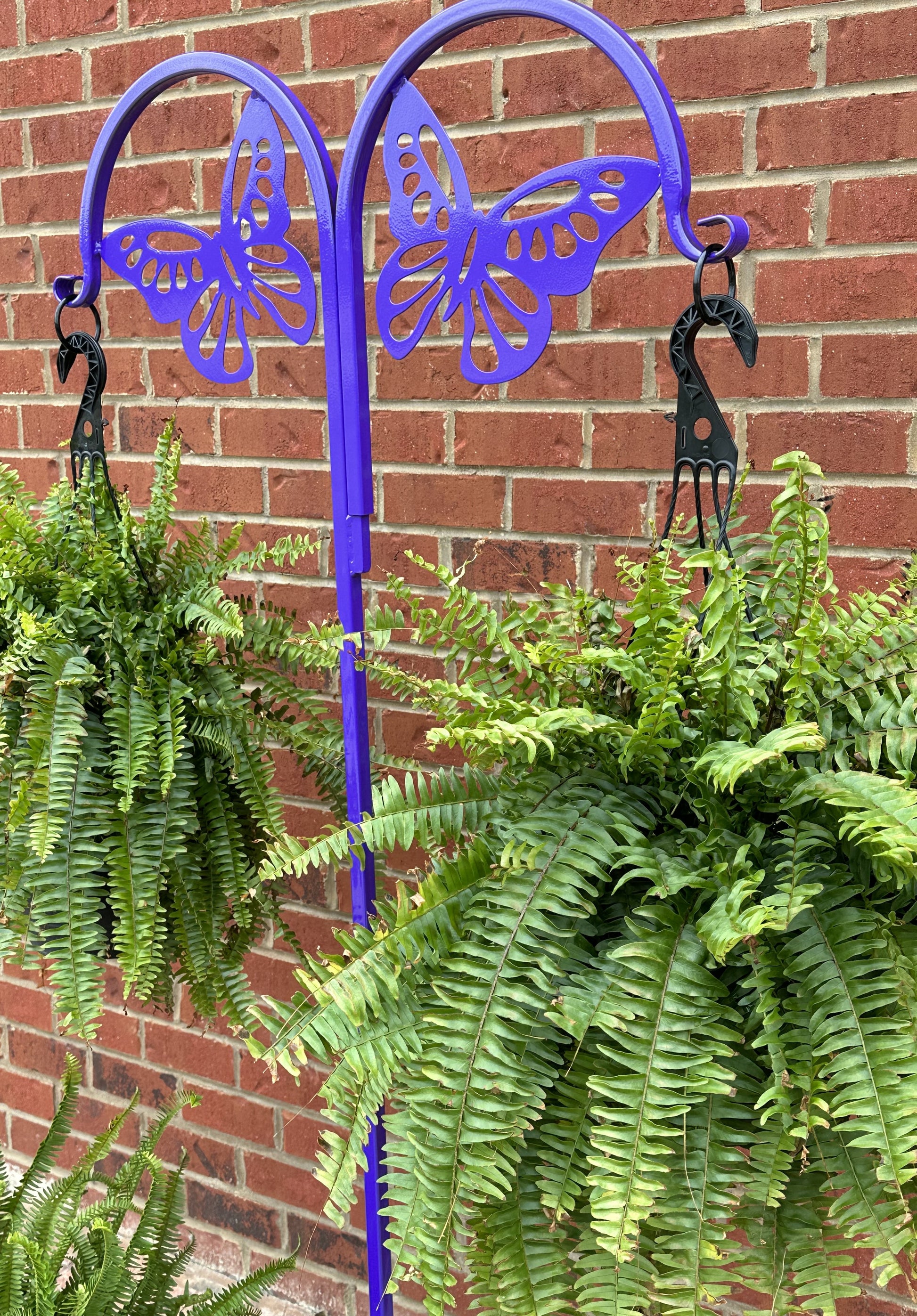 double shepherd's hook for hanging plants Double Butterfly Shepherd Hook- Your color choice-Four Display optons – Barn of All Trades