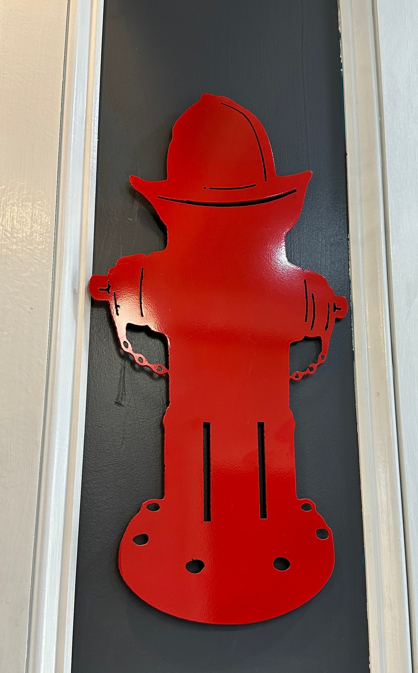 Metal Fire Hydrant- Hang or Stake in Ground- with or without custom message-19"H x10"W Powder Coated finish for Outdoors or Indoors