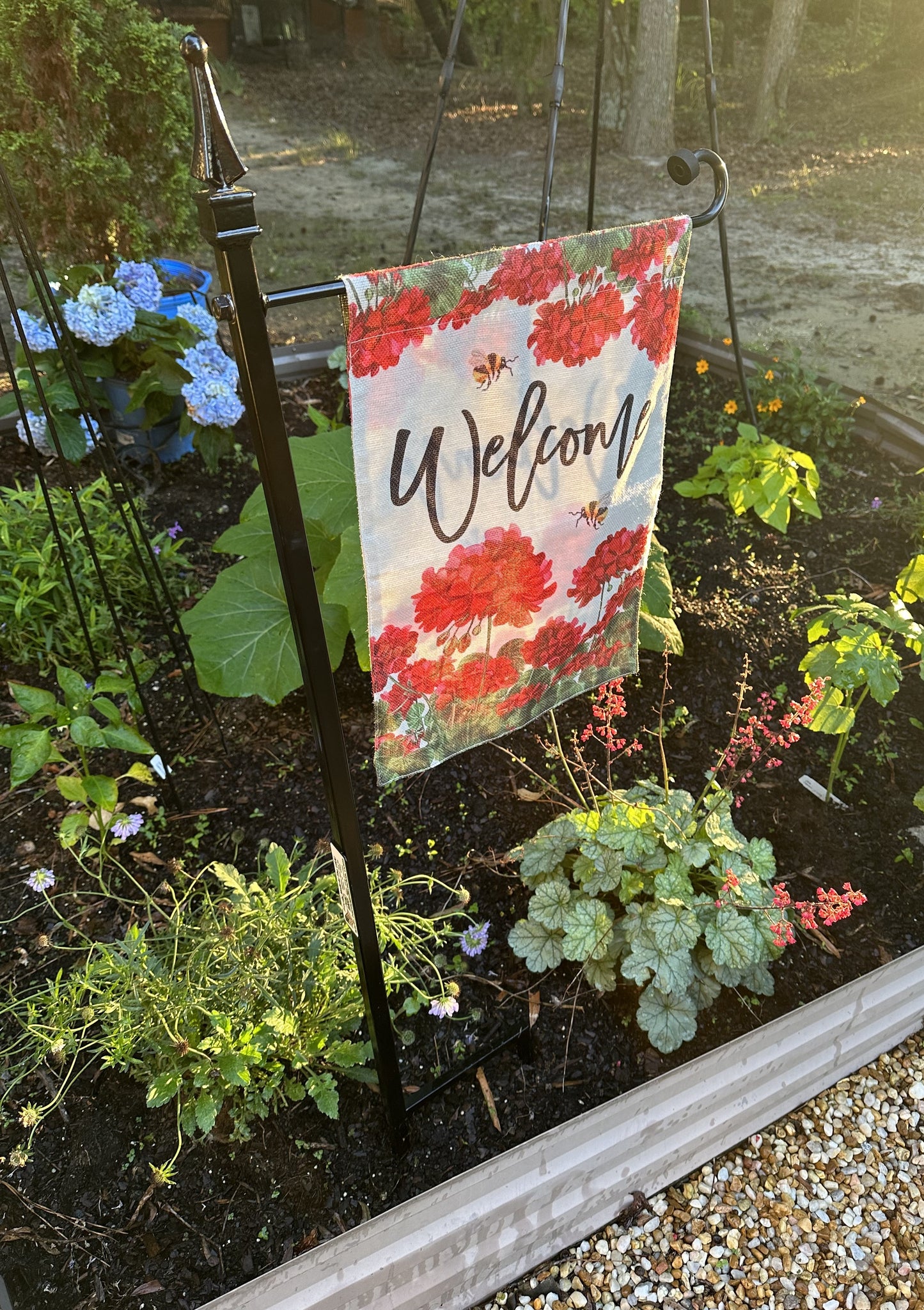 Garden Flag Holder Very Sturdy Powder Coated your color choice- Choose your topper-Choose your display