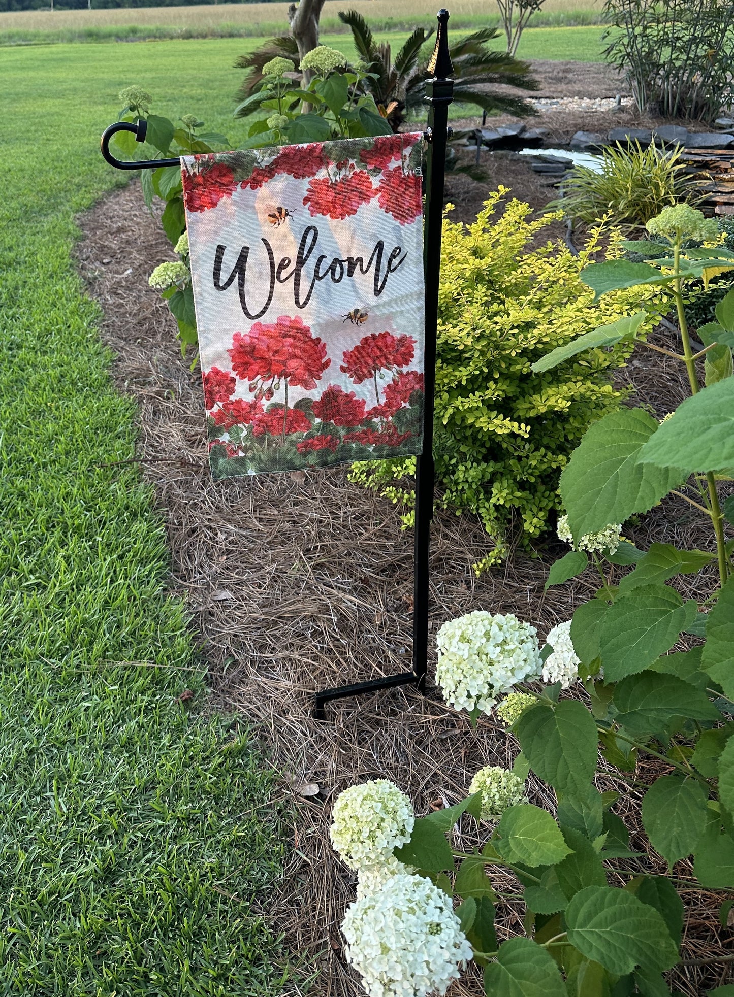 Garden Flag Holder Very Sturdy Powder Coated your color choice- Choose your topper-Choose your display