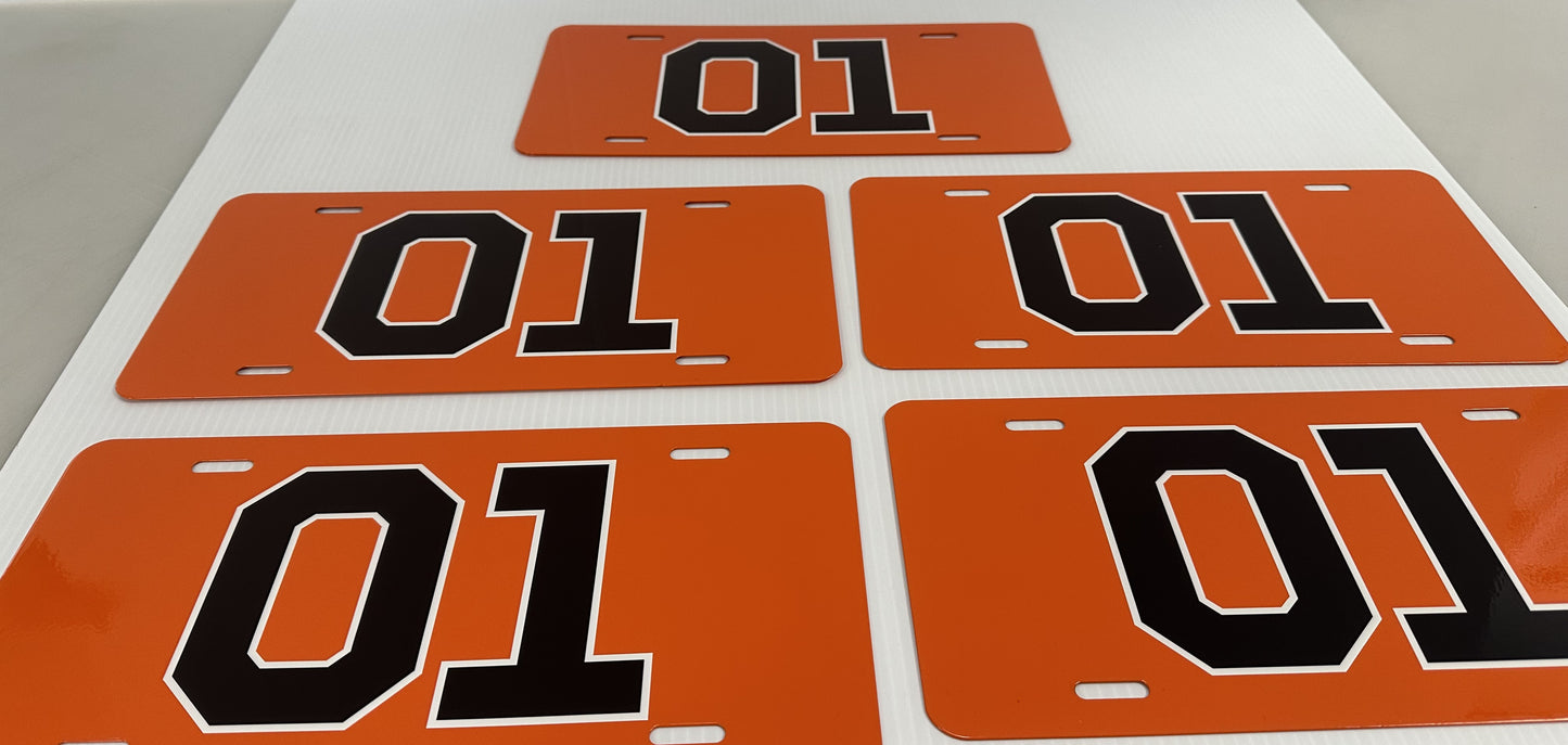 Dukes of Hazzard Aluminum License Plate- Famous 01-Good ol Boys license plate General Lee- Powder Coated twice with a Beautiful Gloss finish