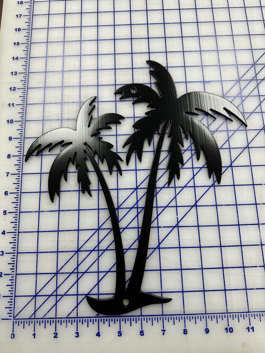 Two Palm Trees 14" x 12" Metal with holes for mounting- Your color choice