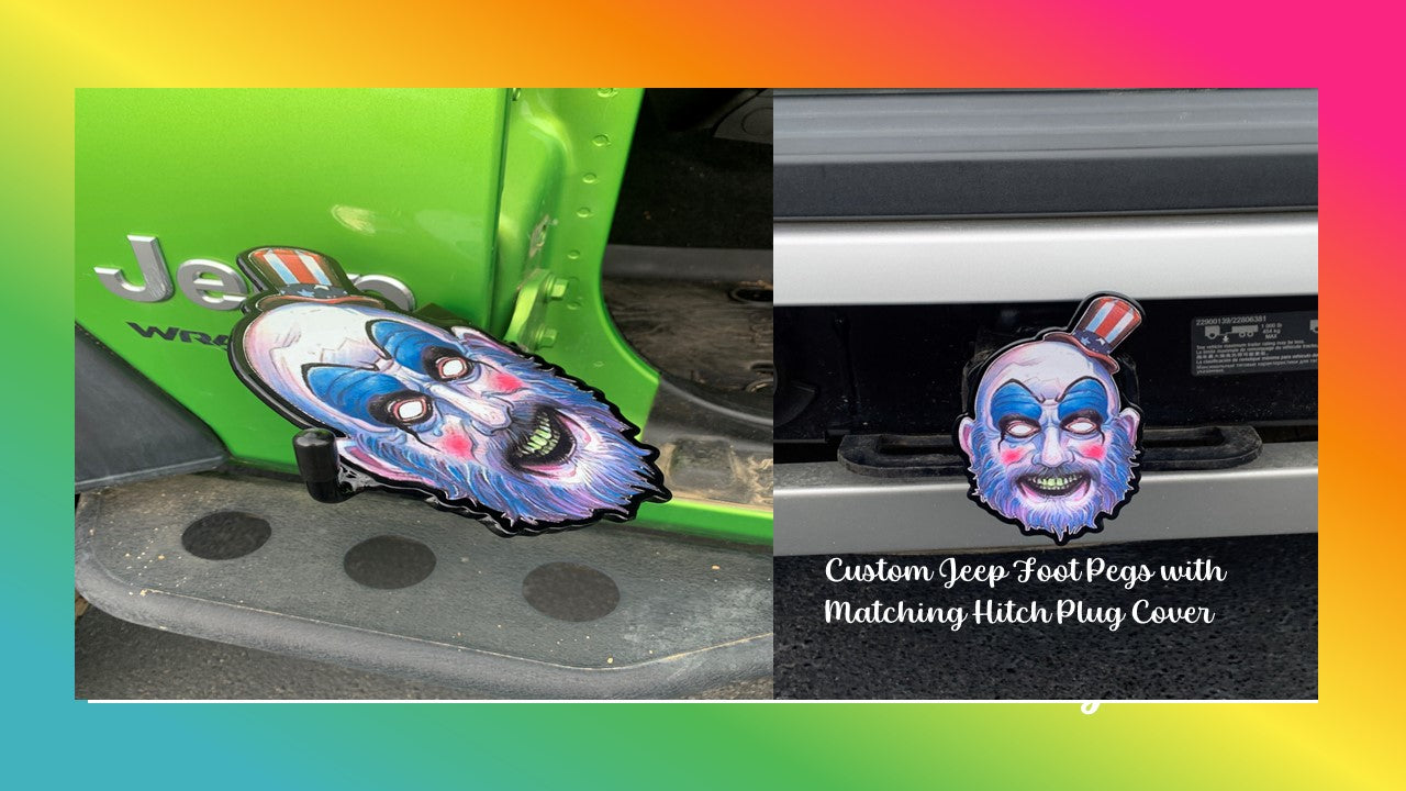 Create Your CUSTOM Foot Pegs and Hitch Cover SET -Your color choice-Your design choice