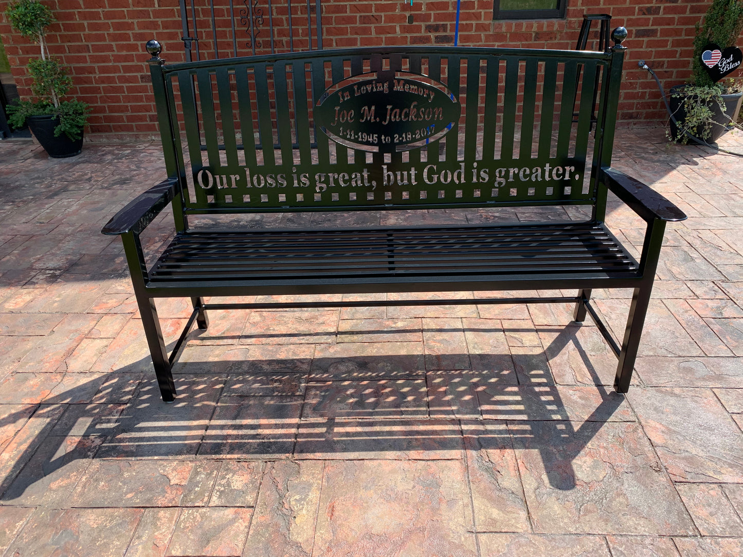 Custom Metal Bench Powder Coated Your color choice- Your design choice in back of bench.