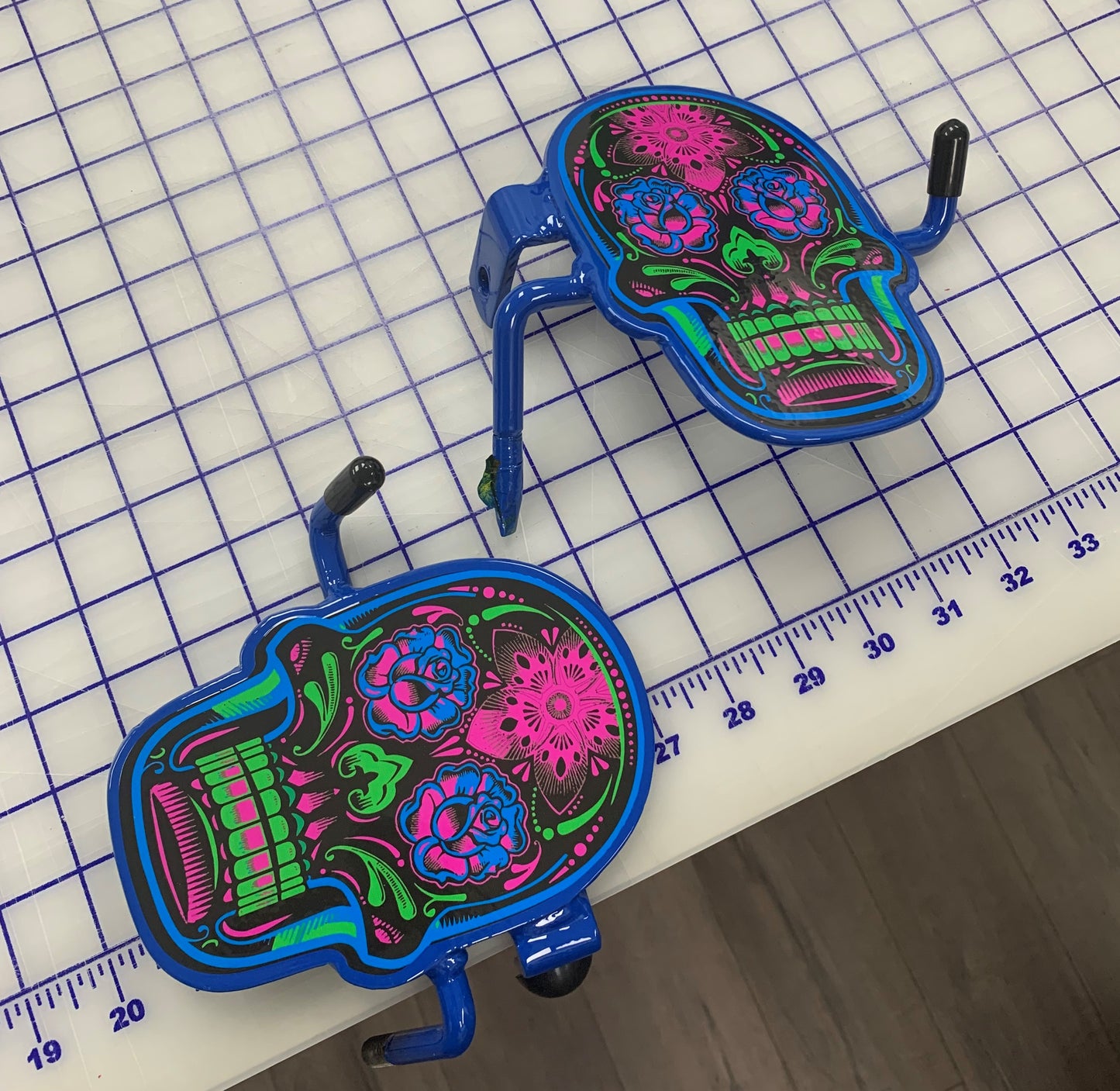 Pair of Colorful Sugar Skull Foot Pegs your color choice