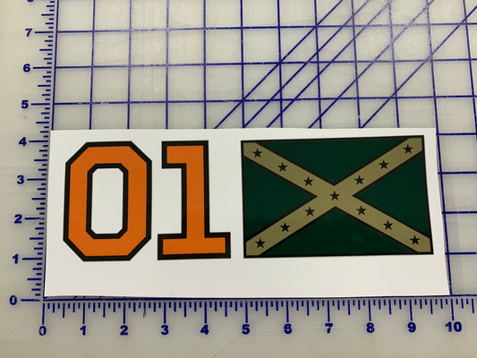 Orange 01 with Green Flag Vinyl Sticker