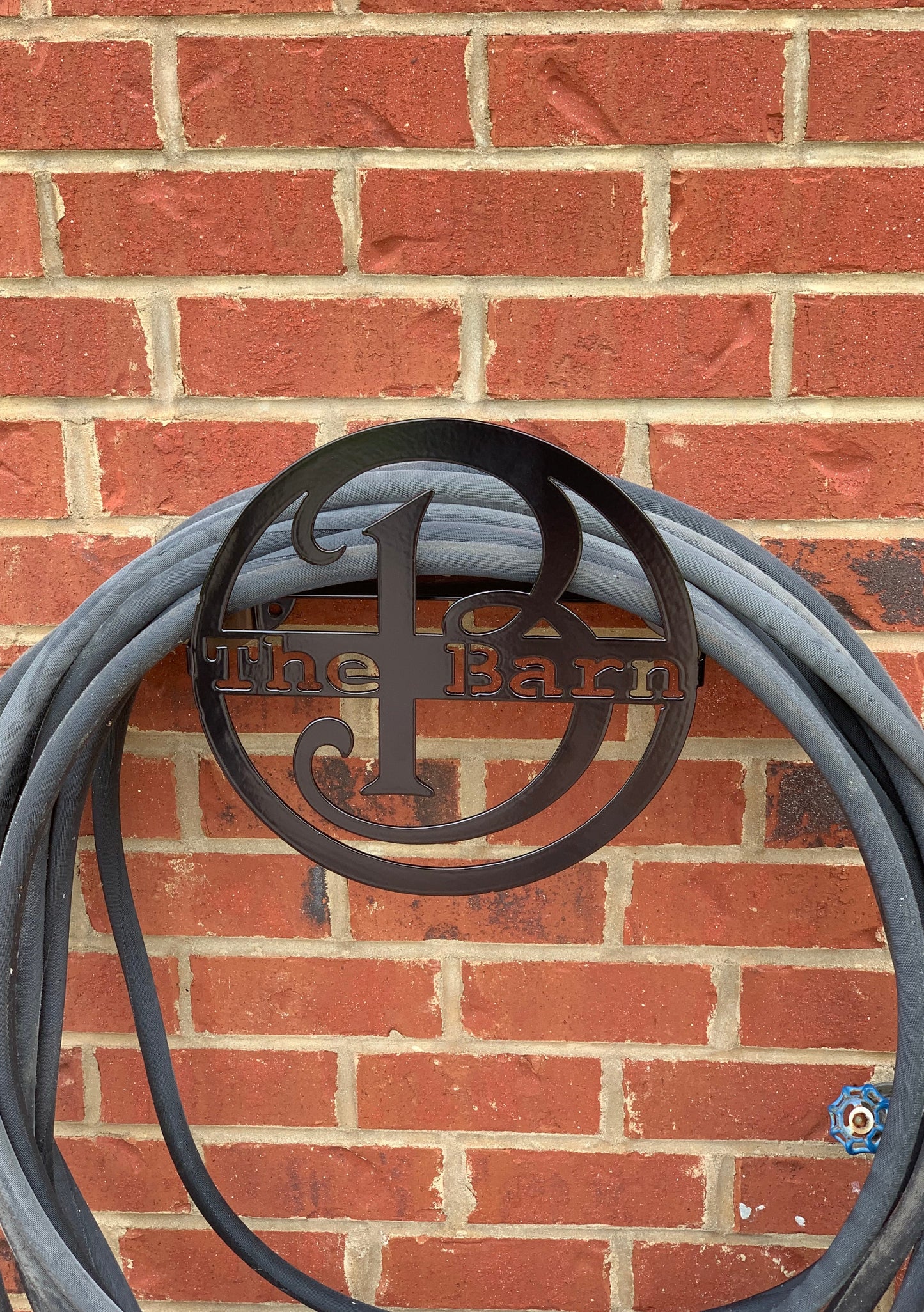 Custom Water Hose Holder-Choose Your Initial/Text/Color- Wall or Post Mount
