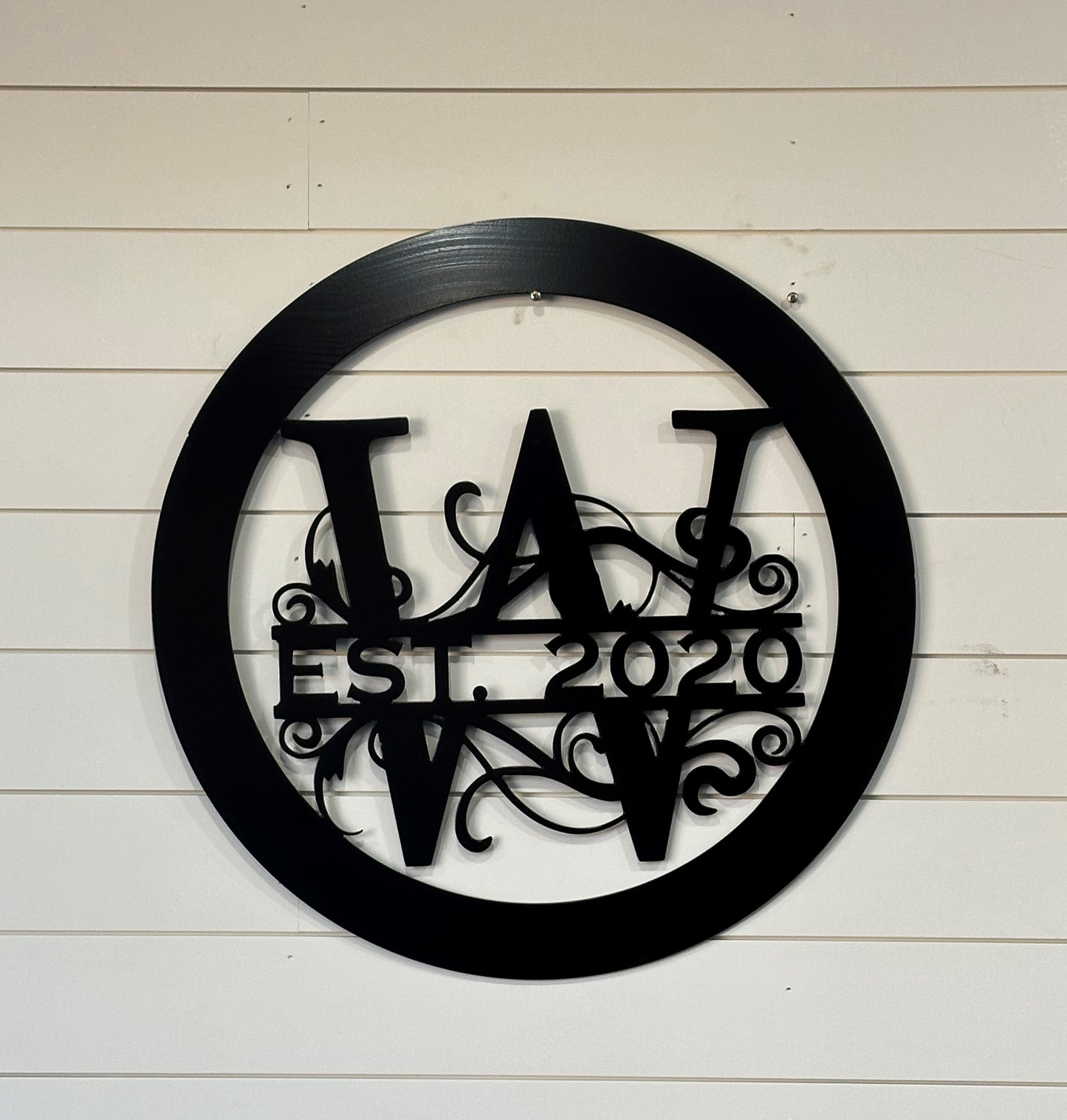 Custom Circle Monogram-Initial- Door/Wall Hang- Family Name Sign-Personalized gift- Powder coated your color choice