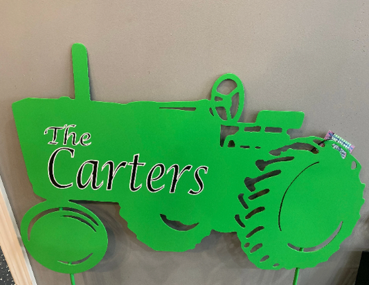 Custom Tractor Garden Sign- Your color choice-Your display choice-Your custom message